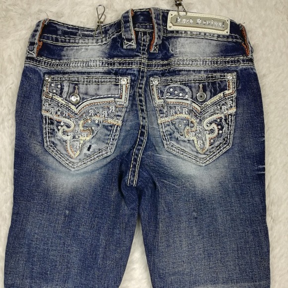 Rock Revival Womens Jeans Rosewood Skinny Blue Denim Distressed Jeweled Stone 26 - Picture 11 of 11